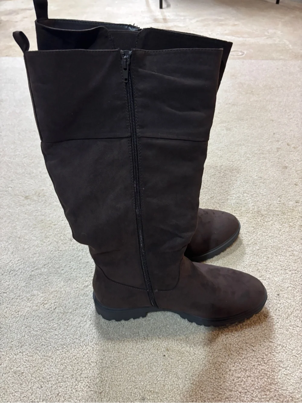 Women's Tall Winter Boots in Dark Brown - Zip Closure Size 11